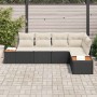 Conjunto de sofá de jardín con cojín 5 pcs Negro Poliratán