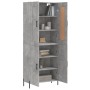 Aparador alto madera contrachapada gris hormigón 69,5x34x180 cm