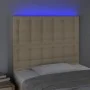 Headboard with LED lights cream fabric 90x5x118/128 cm by vidaXL, Headboards and footboards - Ref: Foro24-3122845, Price: 87,...