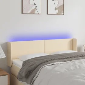 Cream fabric headboard with LED 147x16x78/88 cm by vidaXL, Headboards and footboards - Ref: Foro24-3122959, Price: 72,07 €, D...