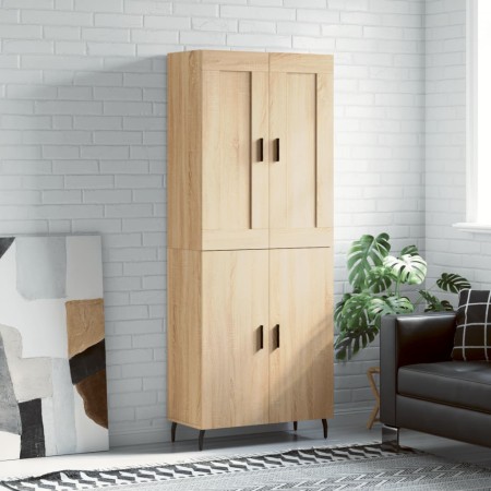 Aparador alto madera contrachapada color roble 69,5x34x180 cm