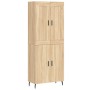 Aparador alto madera contrachapada color roble 69,5x34x180 cm