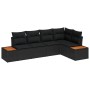 Conjunto de sofá de jardín con cojín 5 pcs Negro Poliratán