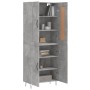 Aparador alto madera contrachapada gris hormigón 69,5x34x180 cm