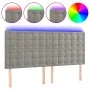 Headboard with LED lights light gray velvet 200x5x118/128 cm by vidaXL, Headboards and footboards - Ref: Foro24-3122924, Pric...