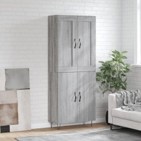 Aparador alto madera contrachapada gris sonoma 69,5x34x180 cm