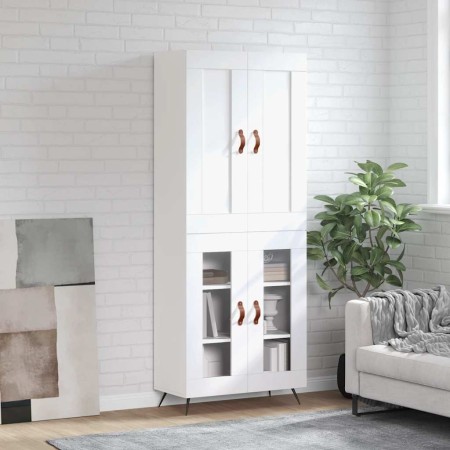 Aparador alto madera contrachapada blanco 69,5x34x180 cm
