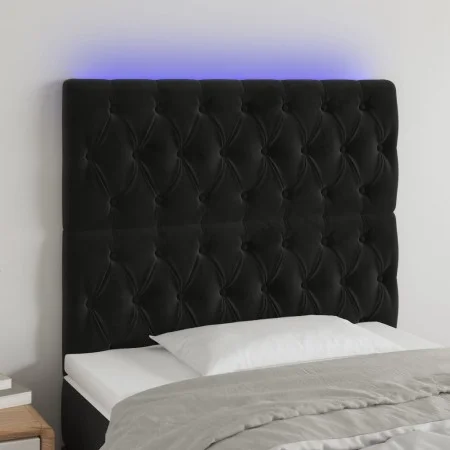 Black velvet headboard with LED lights 90x7x118/128 cm by vidaXL, Headboards and footboards - Ref: Foro24-3122798, Price: 96,...