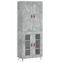 Aparador alto madera contrachapada gris hormigón 69,5x34x180 cm