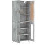 Aparador alto madera contrachapada gris hormigón 69,5x34x180 cm