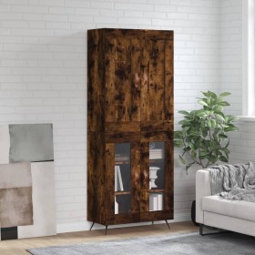 Aparador alto madera contrachapada roble ahumado 69,5x34x180 cm