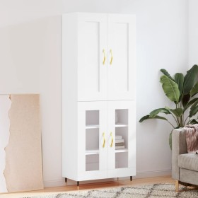 Aparador alto madera contrachapada blanco 69,5x34x180 cm