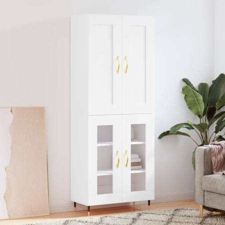 Aparador alto madera contrachapada blanco 69,5x34x180 cm