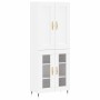 Aparador alto madera contrachapada blanco 69,5x34x180 cm