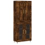 Aparador alto madera contrachapada roble ahumado 69,5x34x180 cm