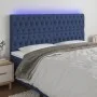 Headboard with LED lights blue fabric 200x7x118/128 cm by vidaXL, Headboards and footboards - Ref: Foro24-3122788, Price: 145...