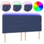 Headboard with LED lights blue fabric 200x7x118/128 cm by vidaXL, Headboards and footboards - Ref: Foro24-3122788, Price: 145...