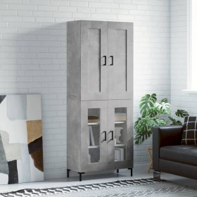 Aparador alto madera contrachapada gris hormigón 69,5x34x180 cm