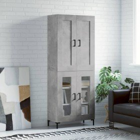 Aparador alto madera contrachapada gris hormigón 69,5x34x180 cm