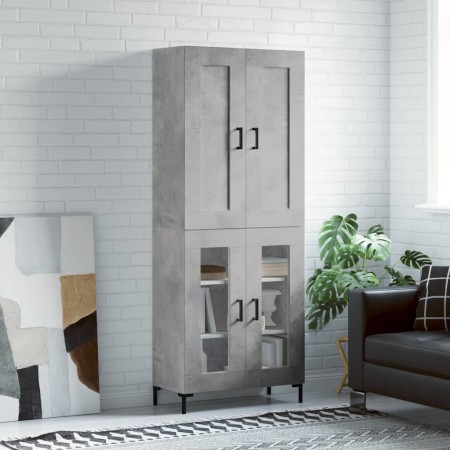 Aparador alto madera contrachapada gris hormigón 69,5x34x180 cm