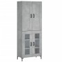 Aparador alto madera contrachapada gris hormigón 69,5x34x180 cm