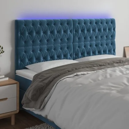 Kopfteil mit LED-Beleuchtung, dunkelblauer Samt, 180 x 7 x 118/128 cm von vidaXL, Kopf- und Fußteile - Ref: Foro24-3122824, P...