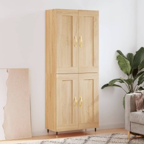 Aparador alto madera contrachapada color roble 69,5x34x180 cm