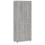 Aparador alto madera contrachapada gris sonoma 69,5x34x180 cm