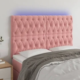 Pink velvet headboard with LED lights 160x7x118/128 cm by vidaXL, Headboards and footboards - Ref: Foro24-3122819, Price: 129...