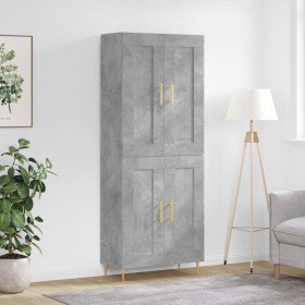 Aparador alto madera contrachapada gris hormigón 69,5x34x180 cm