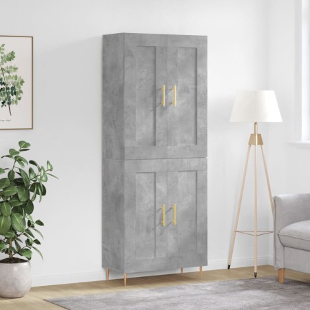 Aparador alto madera contrachapada gris hormigón 69,5x34x180 cm