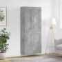 Aparador alto madera contrachapada gris hormigón 69,5x34x180 cm