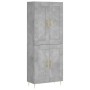 Aparador alto madera contrachapada gris hormigón 69,5x34x180 cm