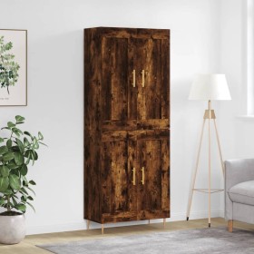 Aparador alto madera contrachapada roble ahumado 69,5x34x180 cm