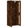 Aparador alto madera contrachapada roble ahumado 69,5x34x180 cm