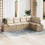 Conjunto de sofá de jardín con cojín 5 pcs Beige Poliratán