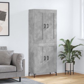 Aparador alto madera contrachapada gris hormigón 69,5x34x180 cm
