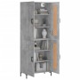 Aparador alto madera contrachapada gris hormigón 69,5x34x180 cm