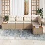 Conjunto de sofá de jardín con cojín 5 pcs Beige Poliratán