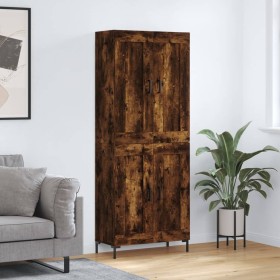 Aparador alto madera contrachapada roble ahumado 69,5x34x180 cm