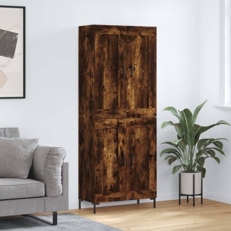 Aparador alto madera contrachapada roble ahumado 69,5x34x180 cm