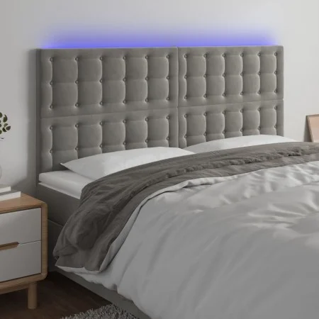 Light gray velvet headboard with LED lights 180x5x118/128 cm by vidaXL, Headboards and footboards - Ref: Foro24-3122918, Pric...