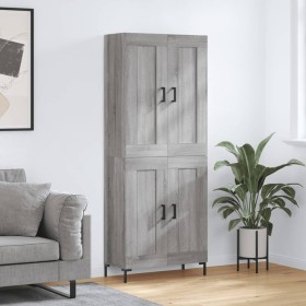 Aparador alto madera contrachapada gris sonoma 69,5x34x180 cm