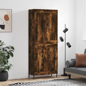 Aparador alto madera contrachapada roble ahumado 69,5x34x180 cm
