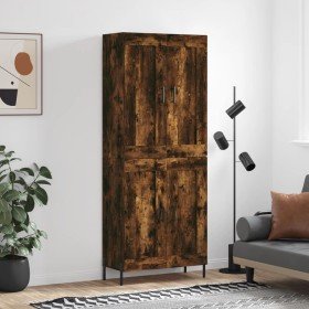Aparador alto madera contrachapada roble ahumado 69,5x34x180 cm