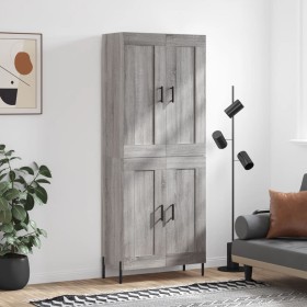 Aparador alto madera contrachapada gris sonoma 69,5x34x180 cm
