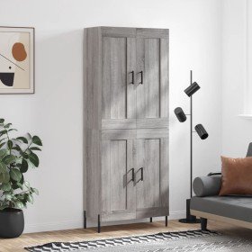 Aparador alto madera contrachapada gris sonoma 69,5x34x180 cm