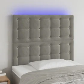 Kopfteil mit LED-Leuchten, hellgrauer Samt, 80 x 5 x 118/128 cm von vidaXL, Kopf- und Fußteile - Ref: Foro24-3122888, Preis: ...