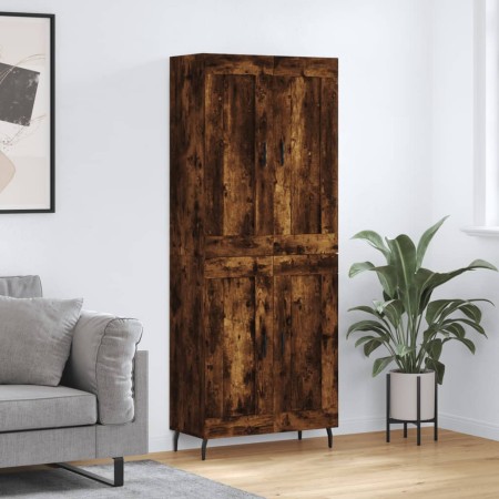 Aparador alto madera contrachapada roble ahumado 69,5x34x180 cm