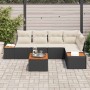 Conjunto de sofá de jardín con cojín 6 pcs Negro Poliratán